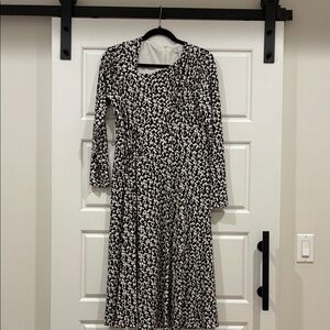 London Times Geo Print Asymmetric Neck Long Sleeve Dress